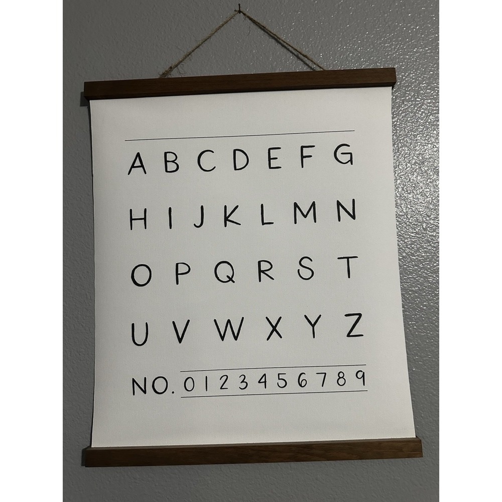 Alphabet Letters Numbers Canvas Wooden Border Wall Hang School Kids Learn Poster